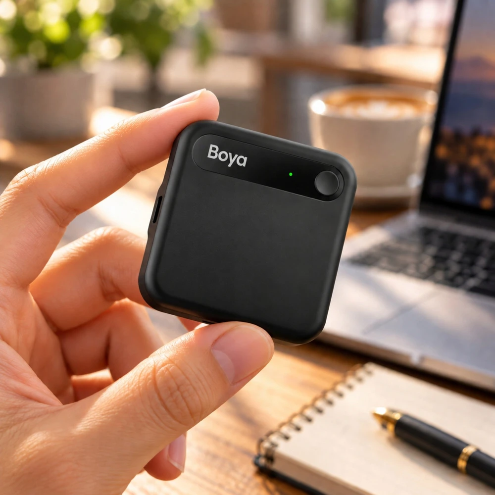Diktofonas BOYA Notra Neo Voice Recorder with AI Transcription - Juodas