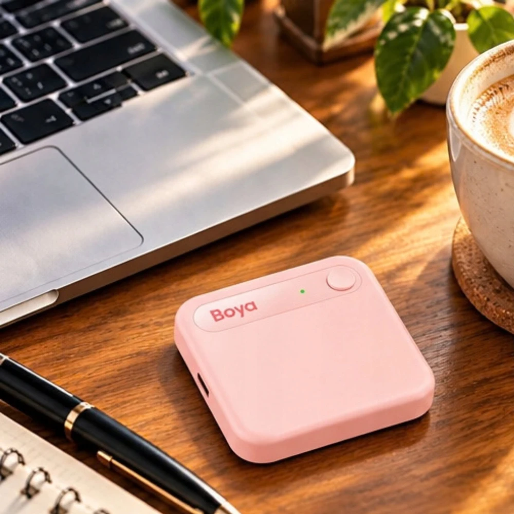 Diktofonas BOYA Notra Neo Voice Recorder with AI Transcription - Rožinė