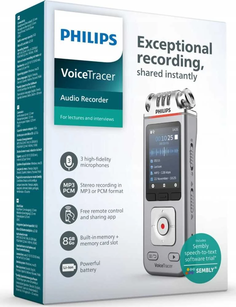 Diktofonas „Philips DVT4115“ 8 GB USB atmintinė + kortelės lizdas