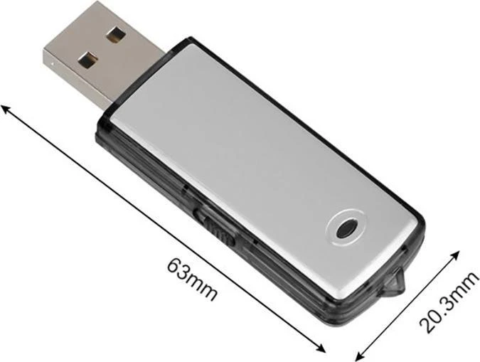 Dyktafon Diktofonas Šnipinėjimo balso įrašymo įrenginys, mini pasiklausymo, USB atmintinė, 8 GB, 16 valandų atmintis - E285