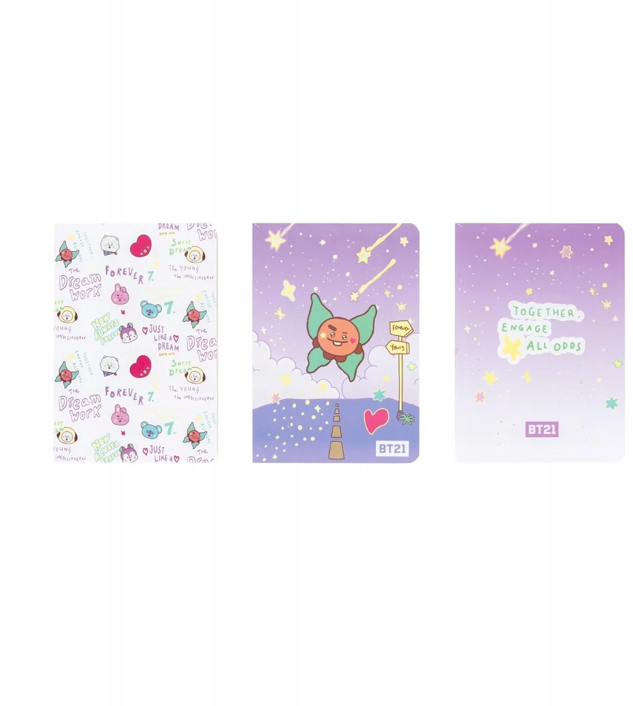 Dimastech BT21 - A6 formato SHOOKY užrašų knygelių rinkinys (3 vnt.)