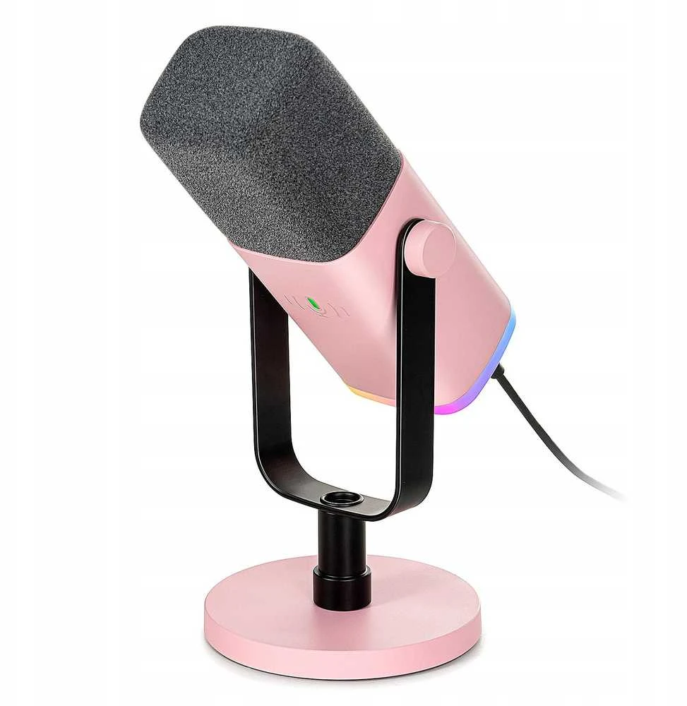 Fifine Microphone Fifine AM8P AMPLIGAME USB/XLR RGB mikrofon dynamiczny studyjny rožinė