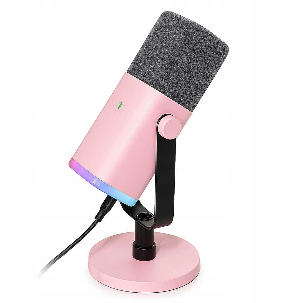 Fifine Microphone Fifine AM8P AMPLIGAME USB/XLR RGB mikrofon dynamiczny studyjny rožinė