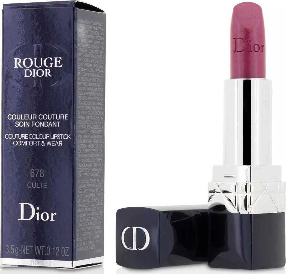 Shiseido Dior Rouge Dior Papildomas Lipstick ilgalaikiai lūpų dažai, 678- Culte Satin finish, 3,5 g