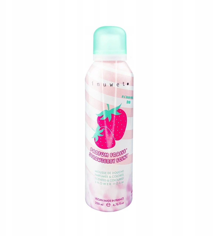 Inuwet Strawberry Vegan & Cruelty-Free & Natural Ingredients Cleansing & Moisturising Shower Mousse, 200 ml