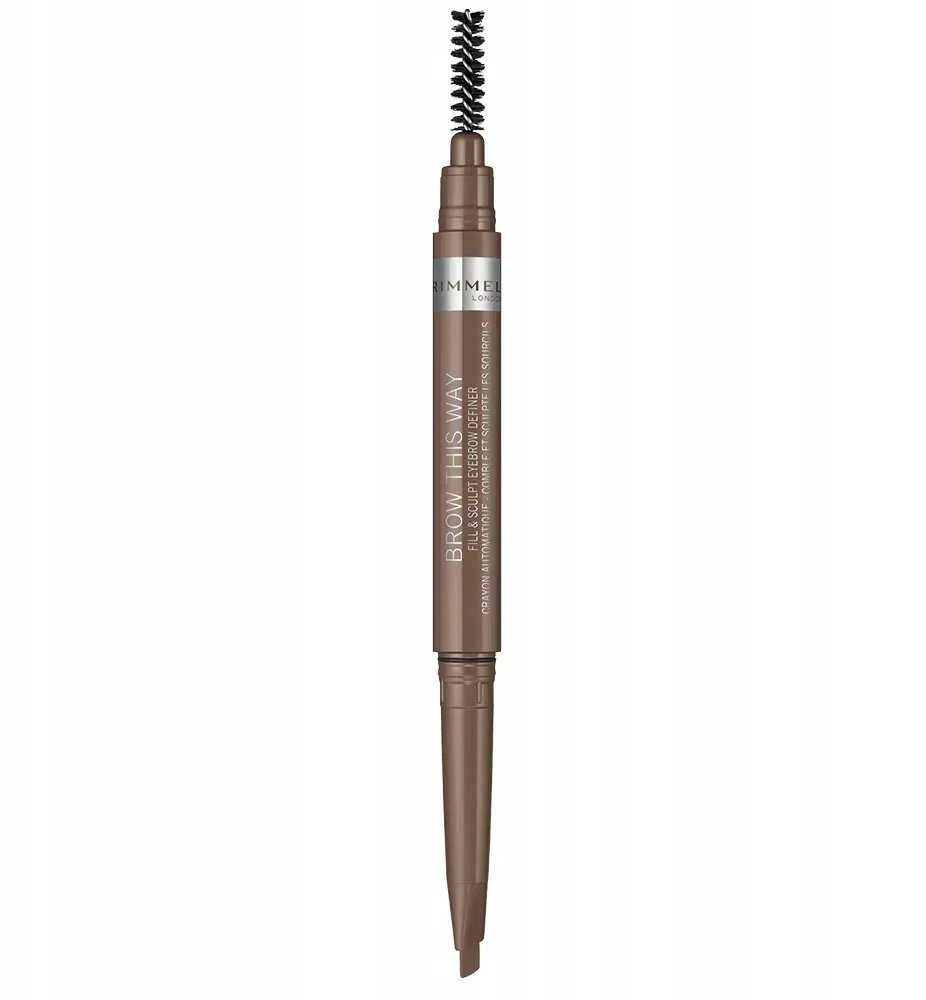 Nars Rimmel London Brow This Way dvigubo antakio kreminis pieštukas 002 Medium Brown 2.4 g