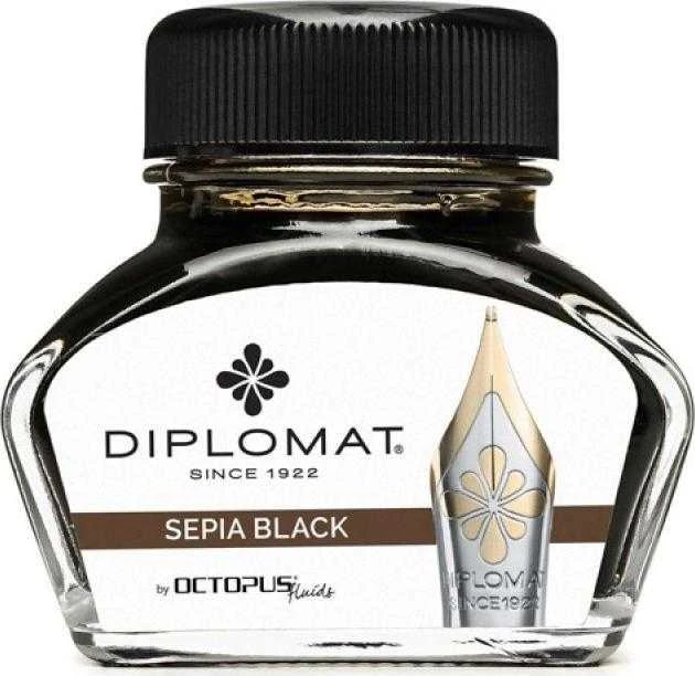 Diplomatas DIPLOMAT plunksnakočio rašalas, rašalinė, 30 ml, sepijos juoda