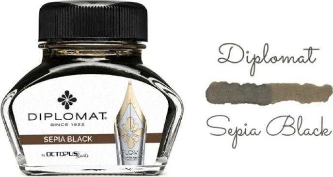 Diplomatas DIPLOMAT plunksnakočio rašalas, rašalinė, 30 ml, sepijos juoda