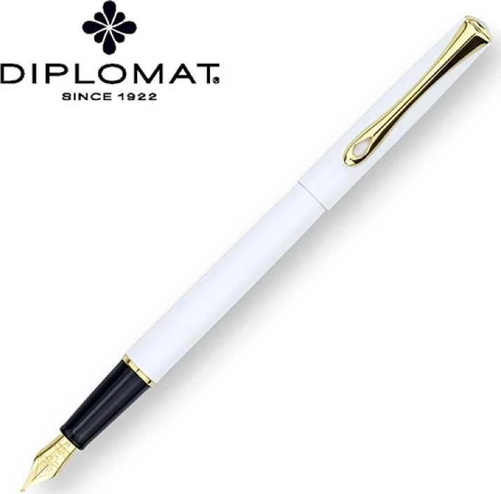 Diplomat Traveller plunksnakočiai, F, balta/auksinė