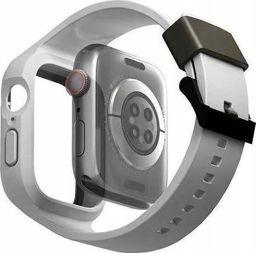 UNIQ Monos apyrankė 2in1 Apple Watch apyrankė + Dėklas Series 4/5/6/7/8/SE/SE2/SE3 44/45mm chalk pilkas