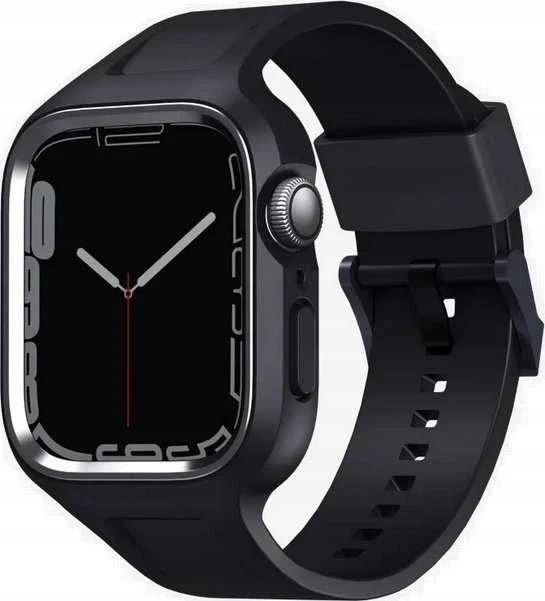 UNIQ Monos apyrankė 2in1 Apple Watch apyrankė + Dėklas Series 4/5/6/7/8/SE/SE2/SE3 44/45mm midnight juodos spalvos