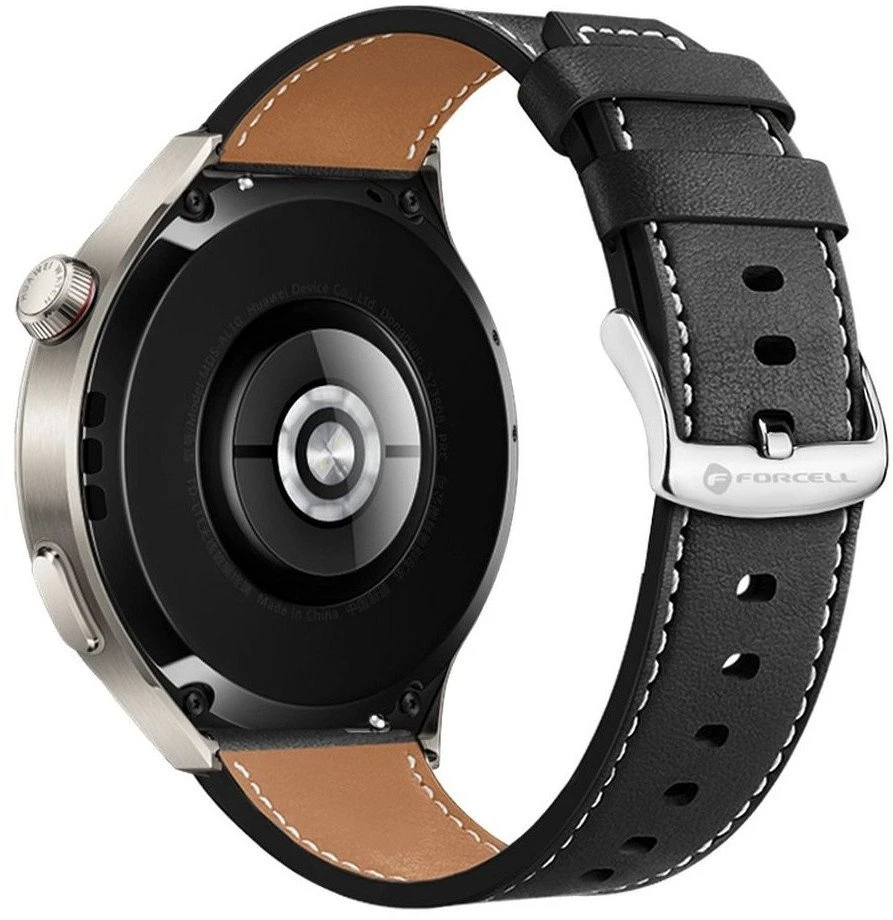 Dirželis „Samsung Galaxy Watch Forcell F-Design FS21“ su skylutėmis, eko oda, 20 mm, juodas