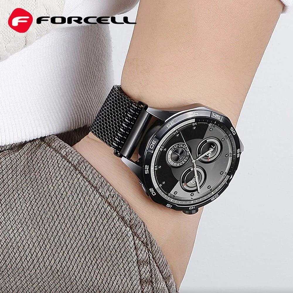 Dirželis, skirtas „Samsung Galaxy Watch Forcell F-Design FS10“, magnetinis, plieno, 22 mm, juodas