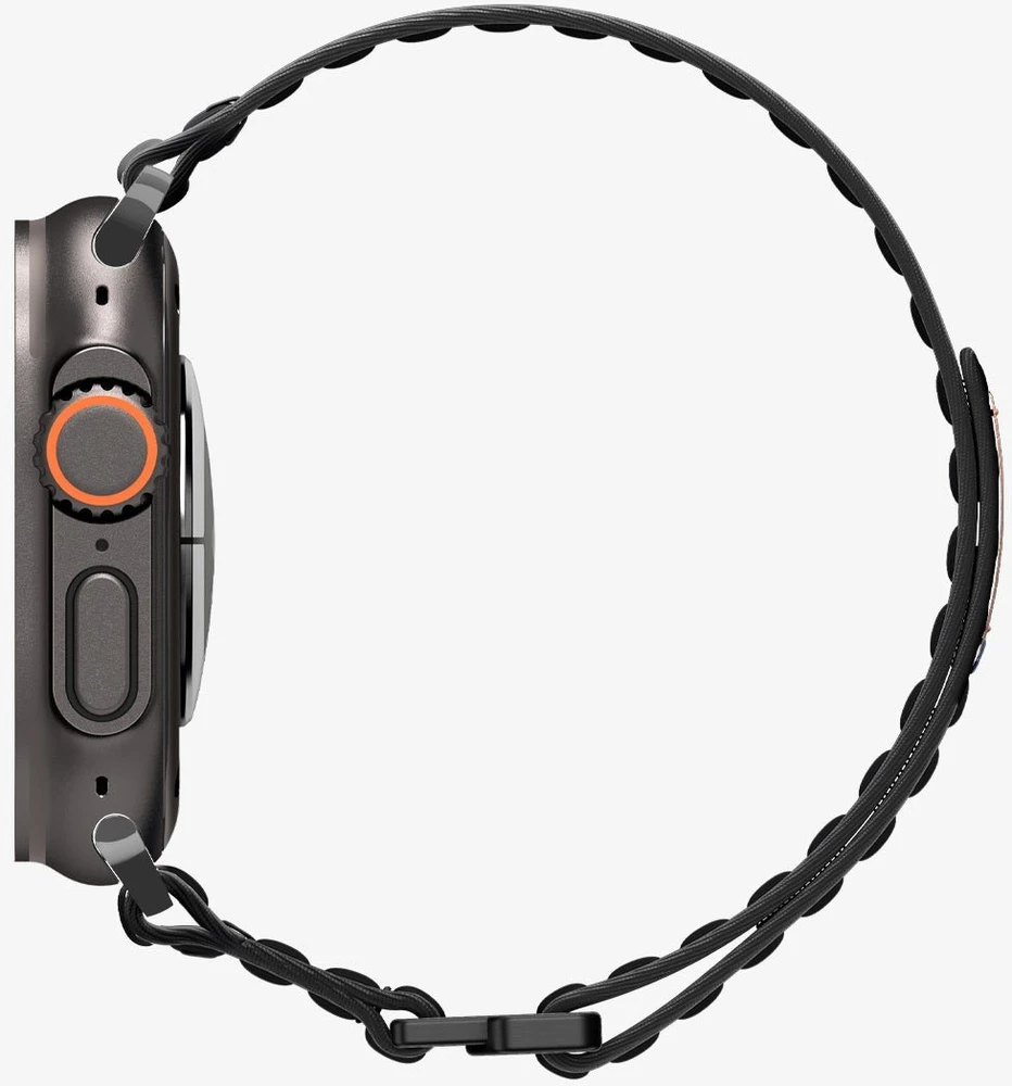 „Spigen Fabric Band“ apyrankė (su lipduku ir kilpa), juoda - Apple Watch 49mm/46mm/45mm/44mm