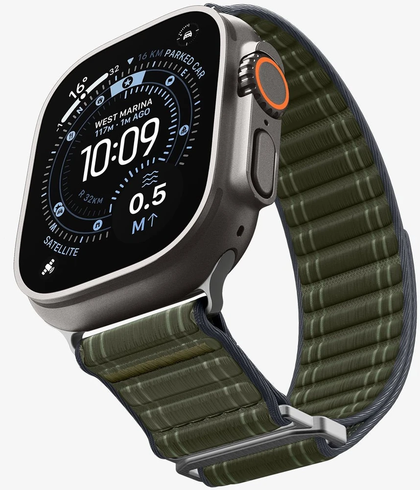 „Spigen Fabric Band“ (su lipduku ir kilpa), žalias - Apple Watch 49mm/46mm/45mm/44mm