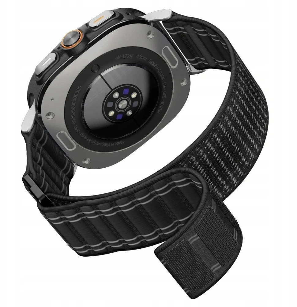 „Spigen Fabric Band“ (su lipduku ir kilpa), juodas - „Samsung Galaxy Watch Ultra 47mm“