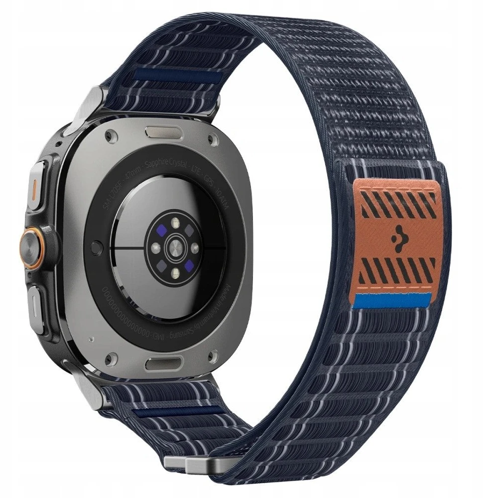 „Spigen“ medžiaginis dirželis (su lipdukais), tamsiai mėlynas – „Samsung Galaxy Watch Ultra 47mm“