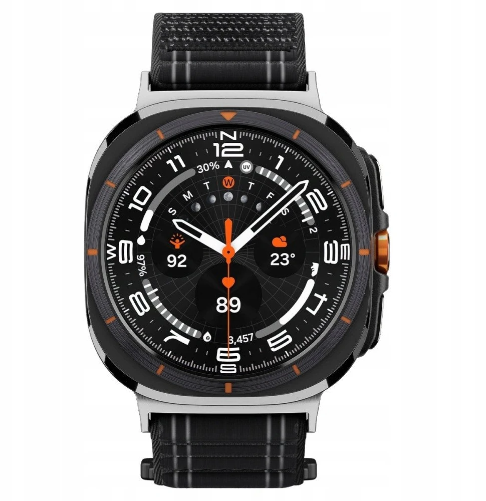 „Spigen Fabric Band“ (su lipduku ir kilpa), juodas - „Samsung Galaxy Watch Ultra 47mm“
