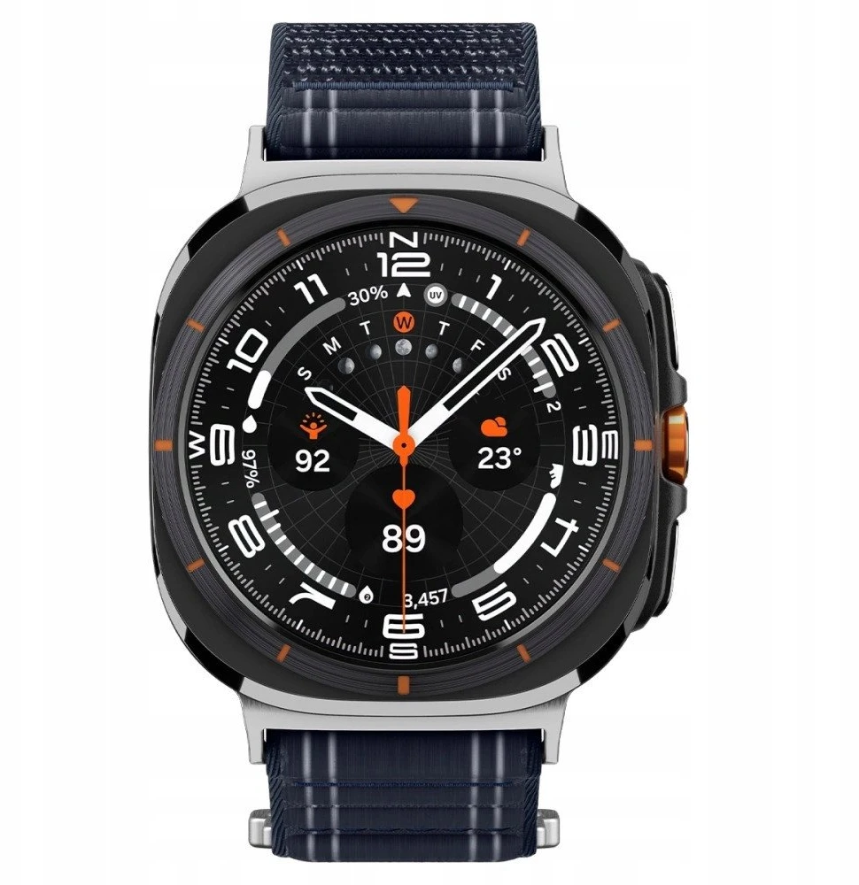 „Spigen“ medžiaginis dirželis (su lipdukais), tamsiai mėlynas – „Samsung Galaxy Watch Ultra 47mm“