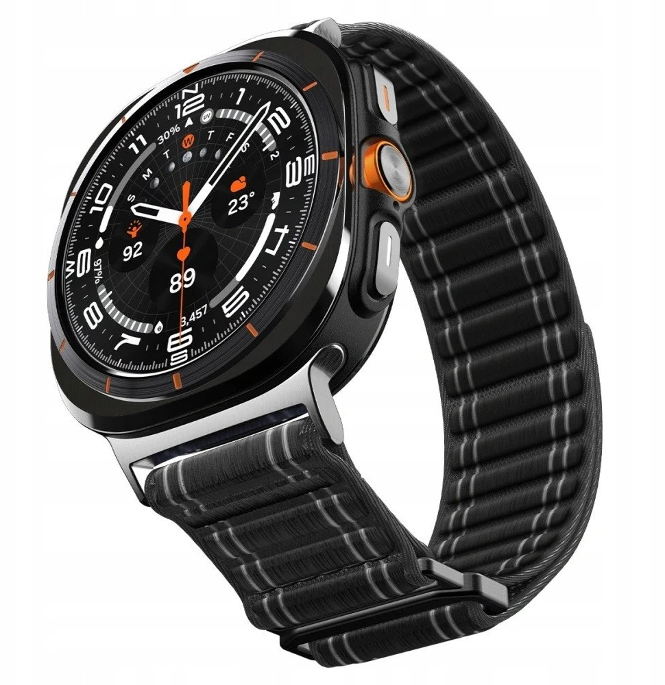 „Spigen Fabric Band“ (su lipduku ir kilpa), juodas - „Samsung Galaxy Watch Ultra 47mm“