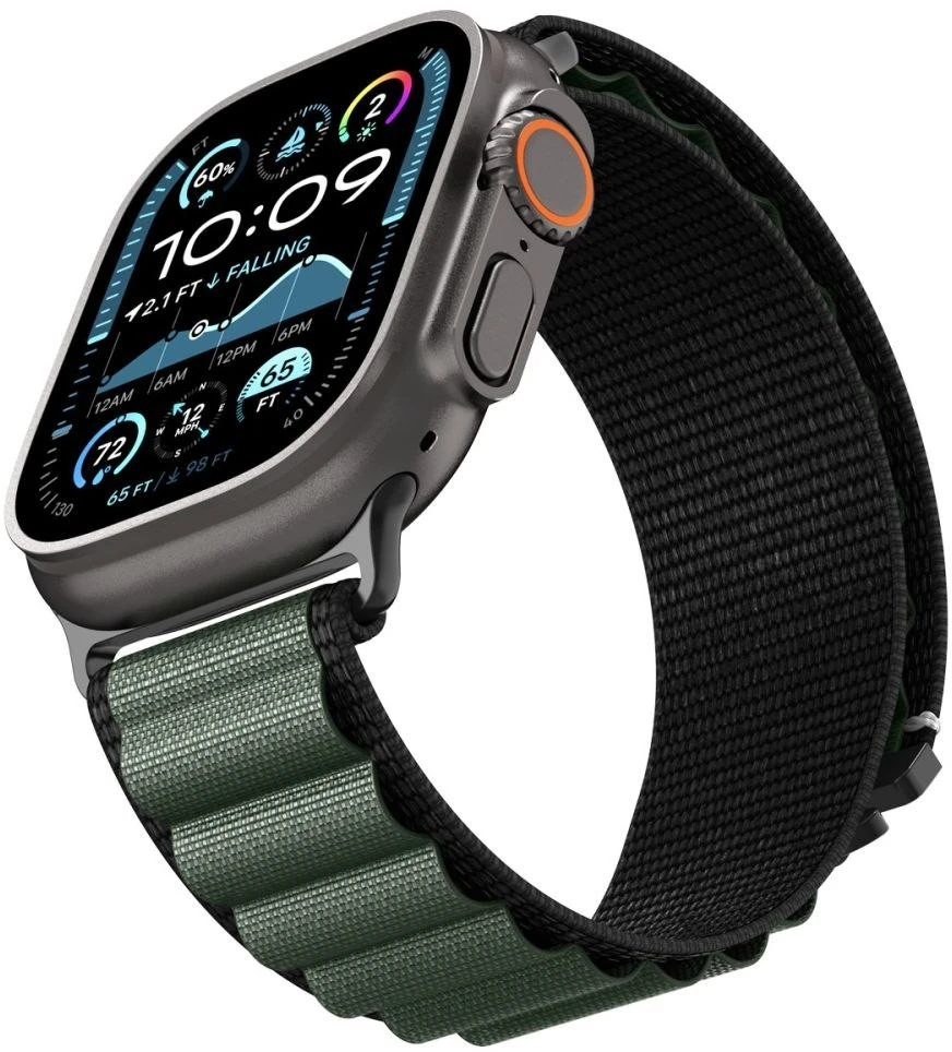 Apyrankė Spigen WBF1 Strap for Apple Watch 44 / 45 / 46 / 49 mm – juodos spalvos and žalios spalvos