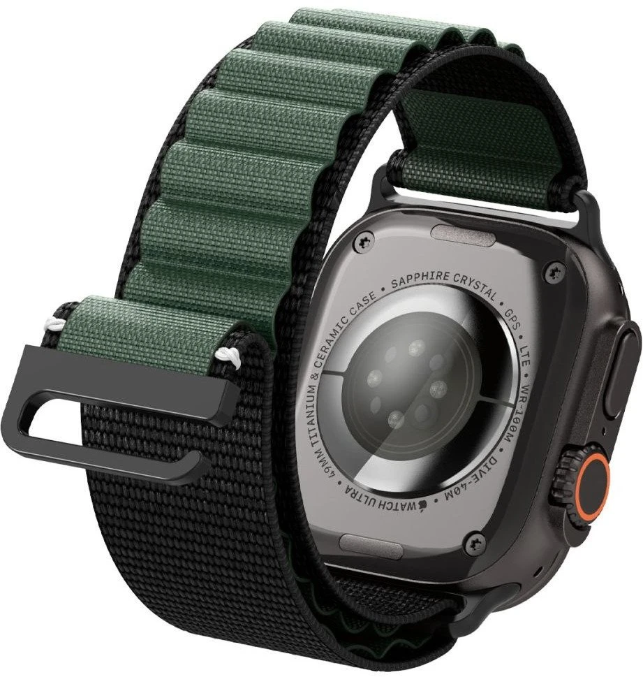 Apyrankė Spigen WBF1 Strap for Apple Watch 44 / 45 / 46 / 49 mm – juodos spalvos and žalios spalvos