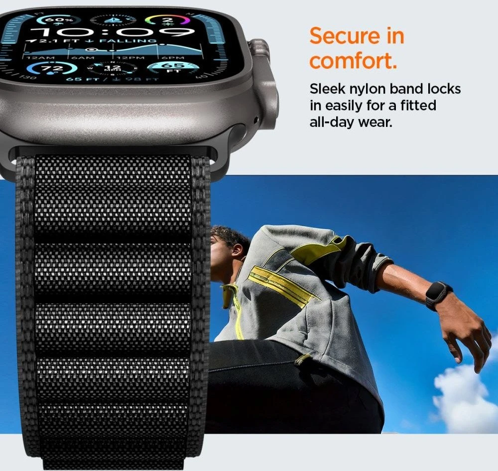 Apyrankė Spigen WBF1 Strap for Apple Watch 44 / 45 / 46 / 49 mm – juodos spalvos