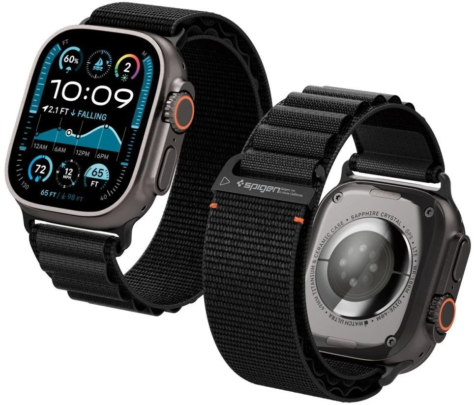 Apyrankė Spigen WBF1 Strap for Apple Watch 44 / 45 / 46 / 49 mm – juodos spalvos