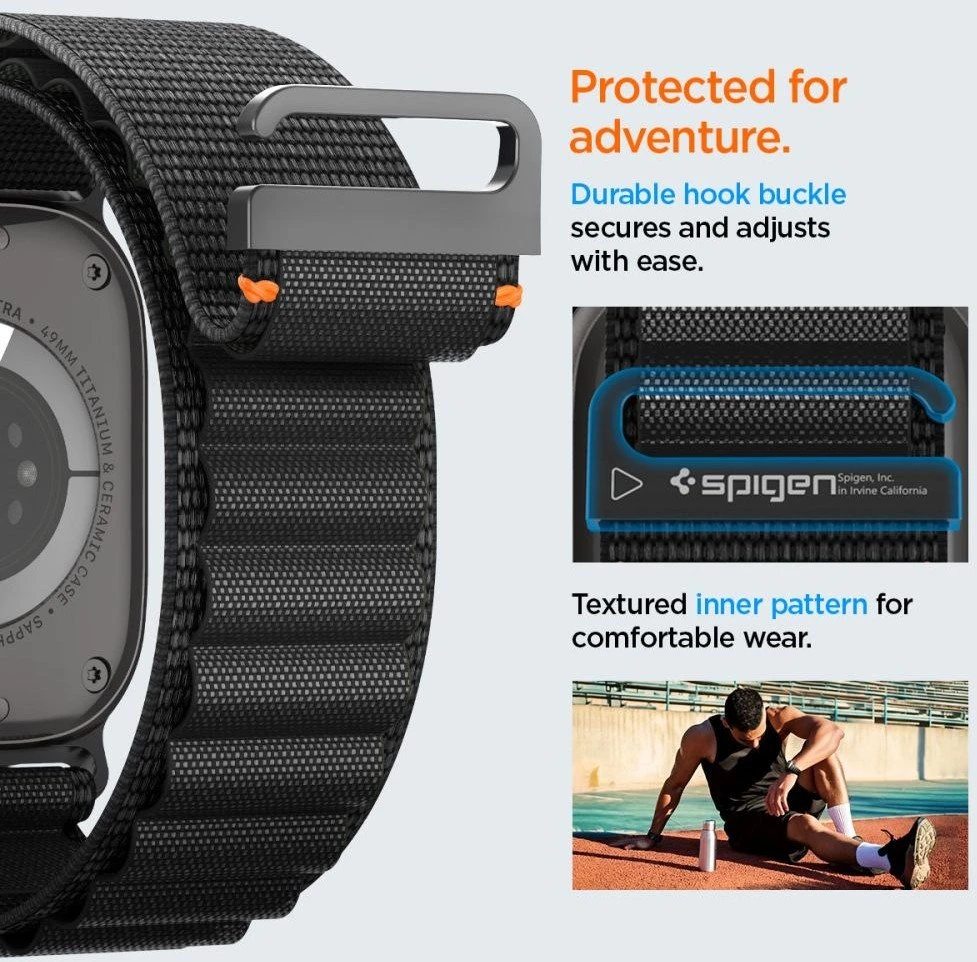 Apyrankė Spigen WBF1 Strap for Apple Watch 44 / 45 / 46 / 49 mm – juodos spalvos