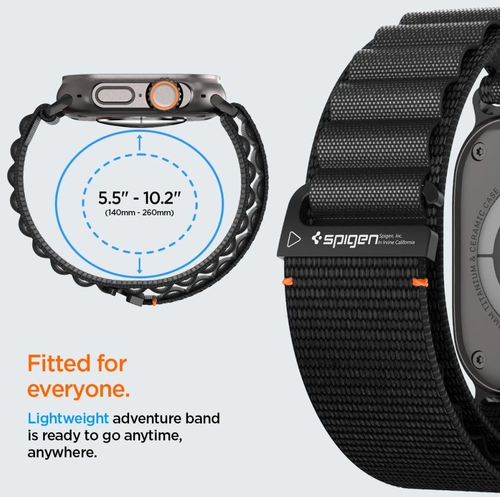Apyrankė Spigen WBF1 Strap for Apple Watch 44 / 45 / 46 / 49 mm – juodos spalvos