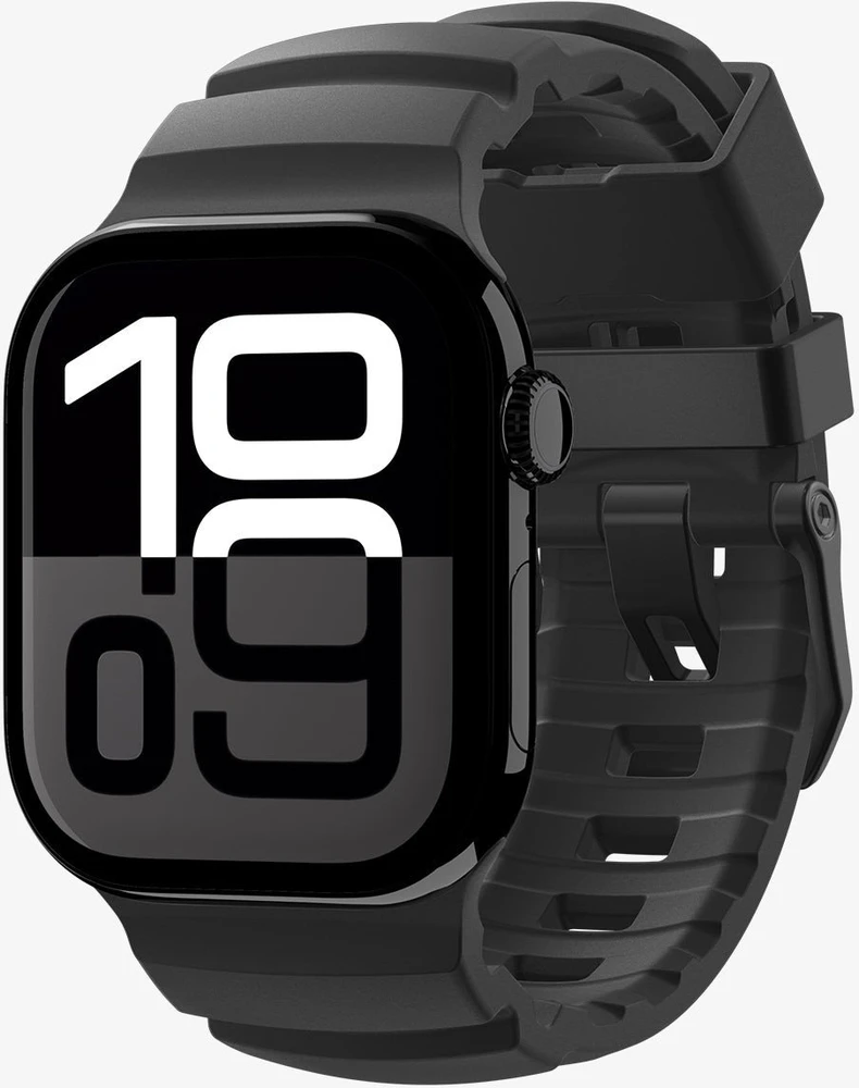 „Spigen“ silikoninė apyrankė, juoda - Apple Watch 49mm/46mm/45mm/44mm
