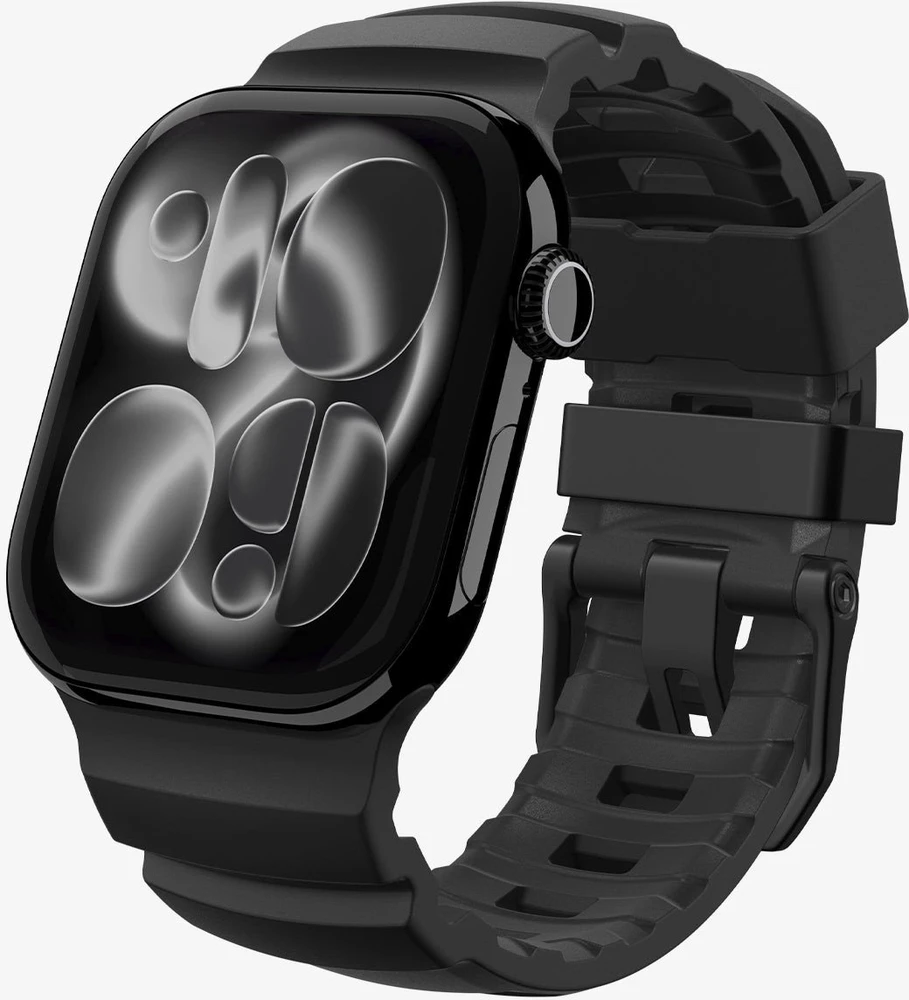 „Spigen“ silikoninė apyrankė, juoda - Apple Watch 49mm/46mm/45mm/44mm