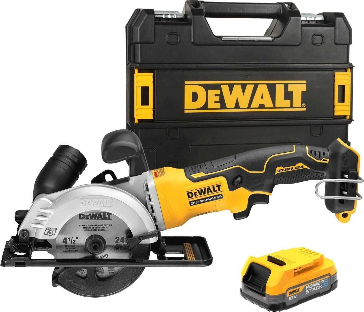 DeWalt diskinis pjūklas DCS571E1T 115 mm 18V Li-lon POWERSTACK 1x1,7Ah XR