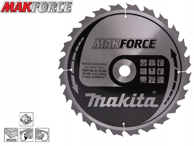 Makita B-32188 T.C.T. pjūklas 355X3X30mm 20° T24 MAKFORCE