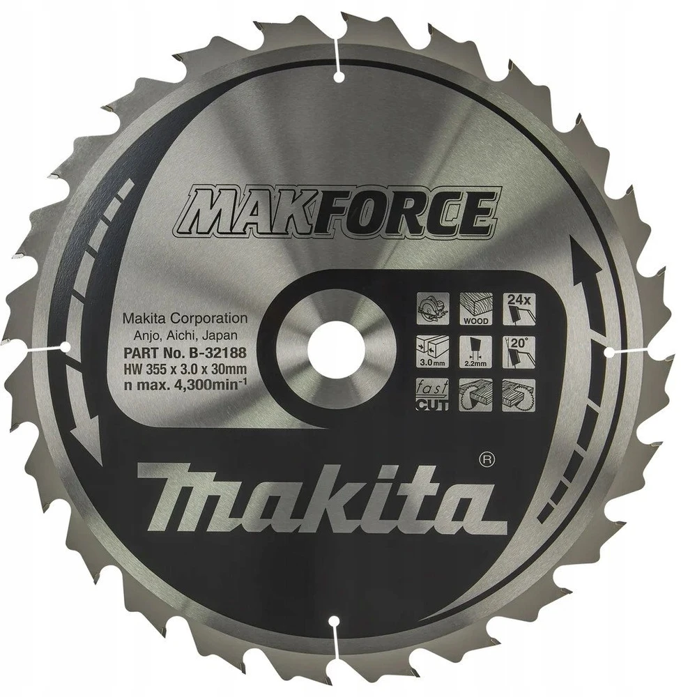 Makita B-32188 T.C.T. pjūklas 355X3X30mm 20° T24 MAKFORCE