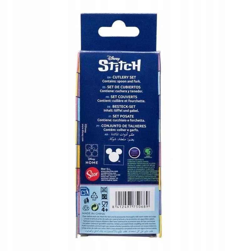 STOR „Disney Stitch“ – metalinių stalo įrankių rinkinys iš „Stitch & Angel“ kolekcijos (šaukštas ir šakutė)