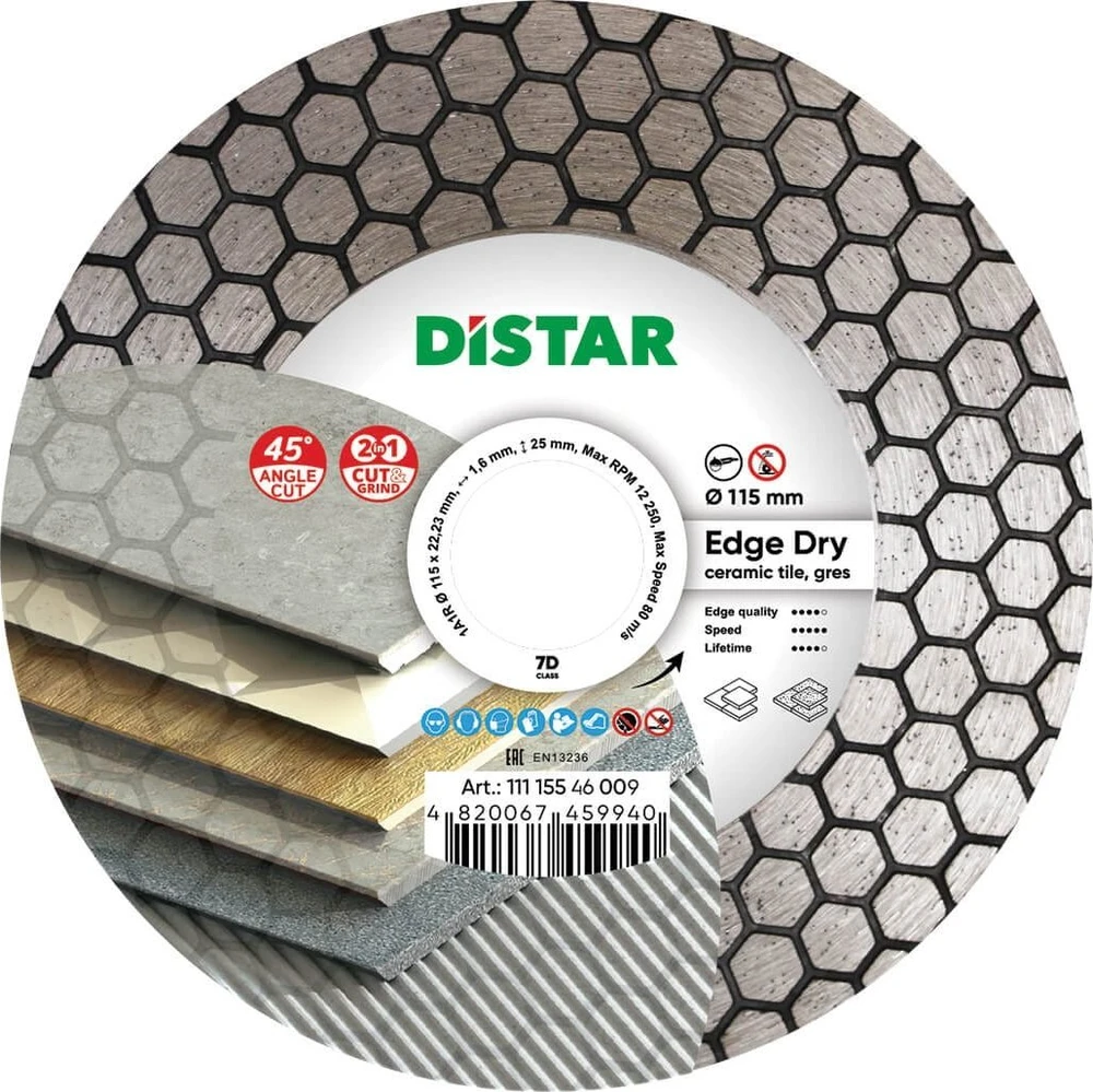 115MM DISTAR EDGE DRY Deimantinis diskas plytelėms