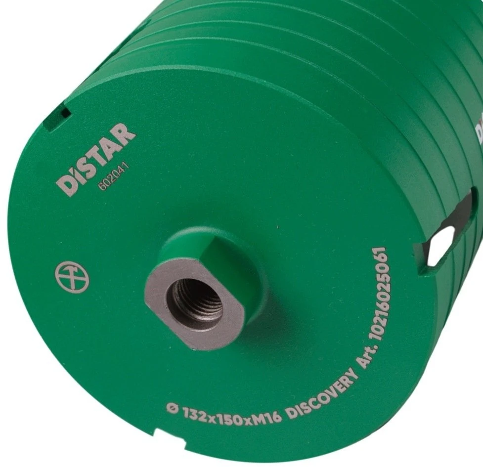 Distar Discovery M16 x 150 mm ilgio gręžimo karūnos betonui 32 - 162 mm x 150 mm, Karūnos skersmuo, mm: 132 mm