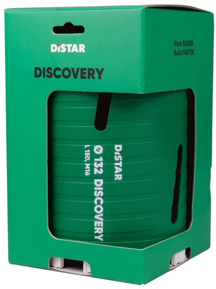 Distar Discovery M16 x 150 mm ilgio gręžimo karūnos betonui 32 - 162 mm x 150 mm, Karūnos skersmuo, mm: 132 mm