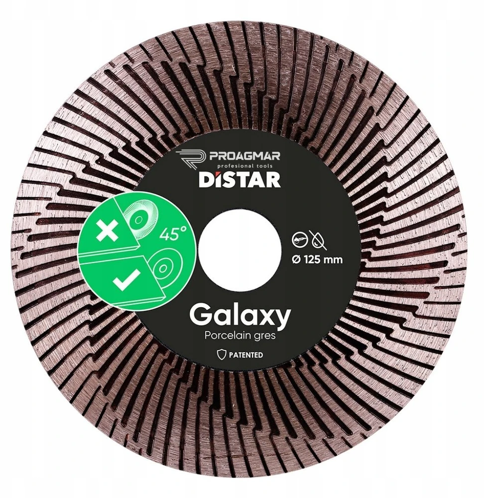 125 x 22,23 mm Distar Galaxy, 45° kampui pjauti ir šlifuoti diskas plytelėms