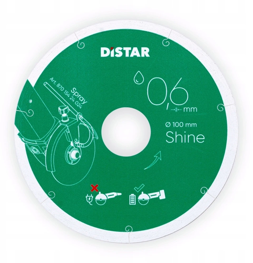 0,6mm švaraus pjovimo 100x0,6x5x22,23 Shine, Distar deimantinis diskas plytelėm