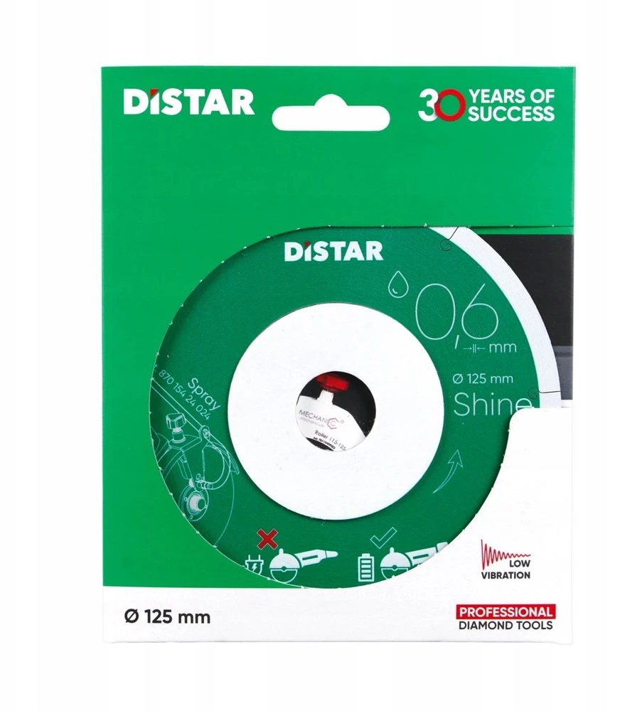 0,6mm švaraus pjovimo 125x0,6x6x22,23 Shine, Distar deimantinis diskas plytelėm