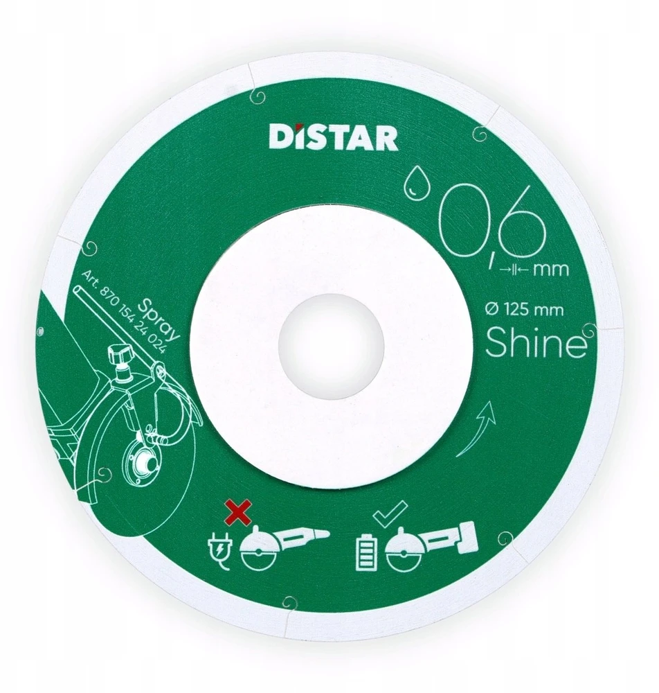 0,6mm švaraus pjovimo 125x0,6x6x22,23 Shine, Distar deimantinis diskas plytelėm
