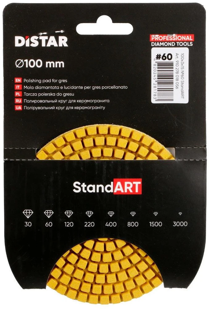 Distar Ø100MM Baumesser Standard Poliravimo padukas diskas #30-3000, Grūdėtumas: 60
