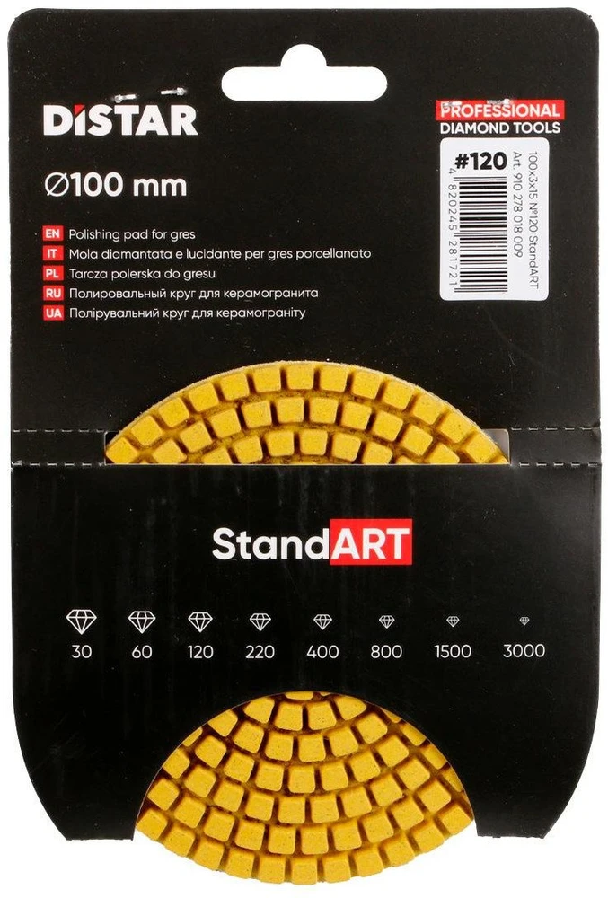 Distar Ø100MM Baumesser Standard Poliravimo padukas diskas #30-3000, Grūdėtumas: 120