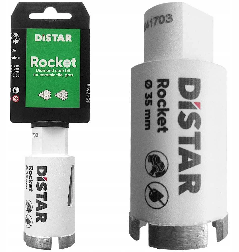 Distar ROCKET karūnėlės plytelėms, granitui, 20mm, 35mm, 45mm, 50mm, 55mm, 65mm, 68mm M14 jungtis, Karūnėlės skersmuo: 35 mm