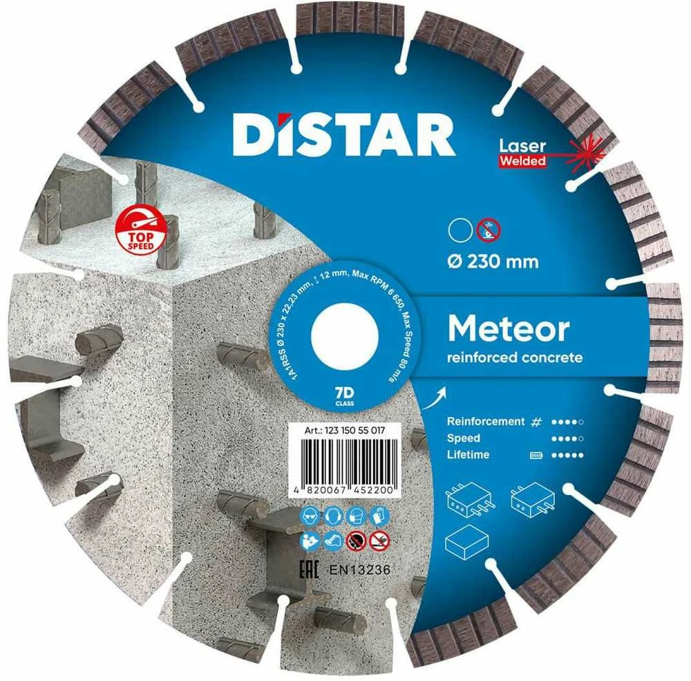 Deimantinis diskas gelžbetoniui, hidrotechniniam betonui, Distar Meteor, 230 mm