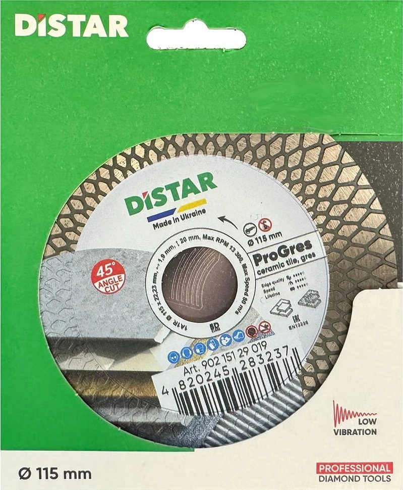 DISTAR DEIMANTINIS DISKAS PRO GRES 115 x 1,9 x 8/20 x 22,23mm
