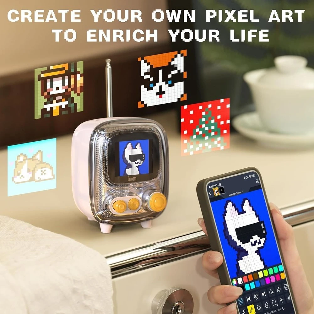 Garsiakalbis Divoom Tivoo 2 Pixel art Baltas