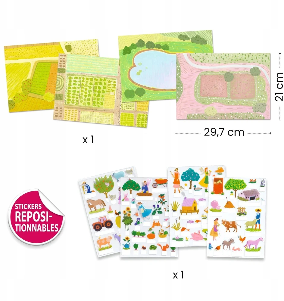 Djeco Daugkartiniai 3D lipdukai - Ūkis